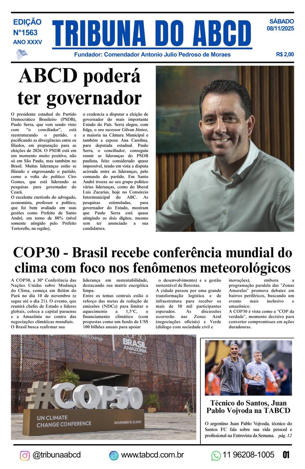 Saiu a edição 1563 do TRIBUNA DO ABCD