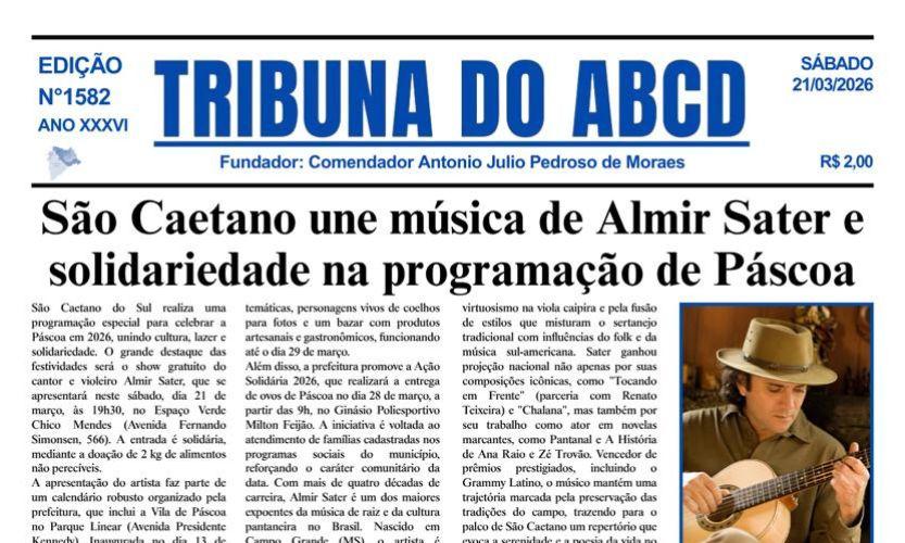 Já está nas Bancas a Edição 1582 da Tribuna do ABCD