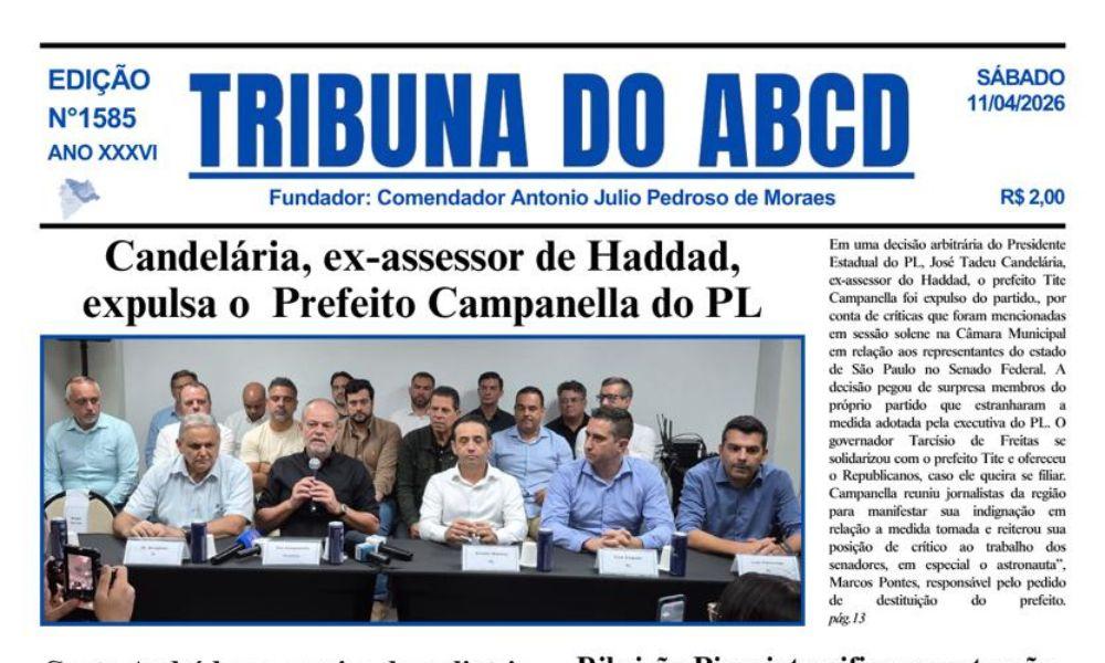 Saiu a Edição 1585 do Jornal Tribuna do ABCD