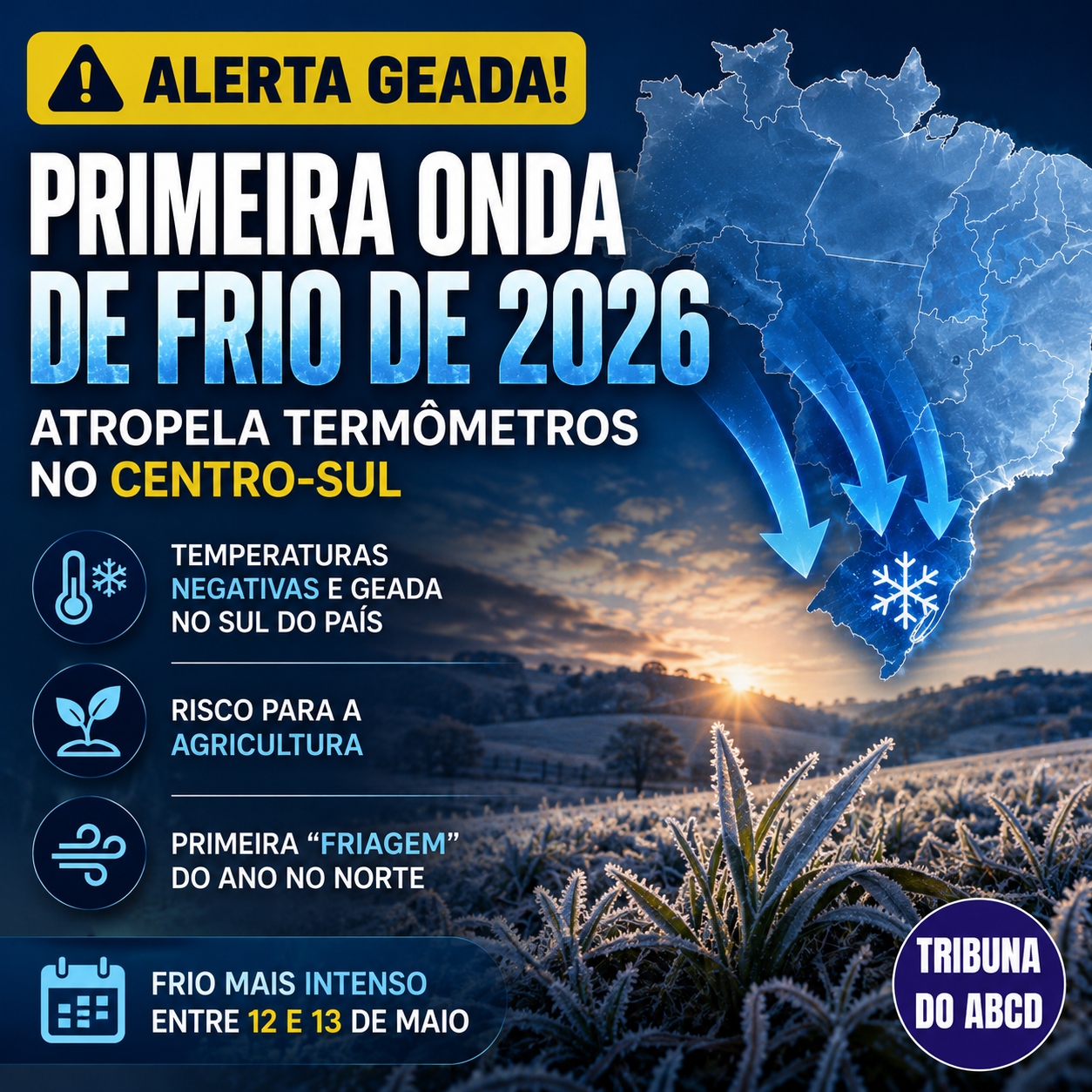 Alerta Geada: Primeira Onda de Frio de 2026 Atropela Termômetros no Centro-Sul