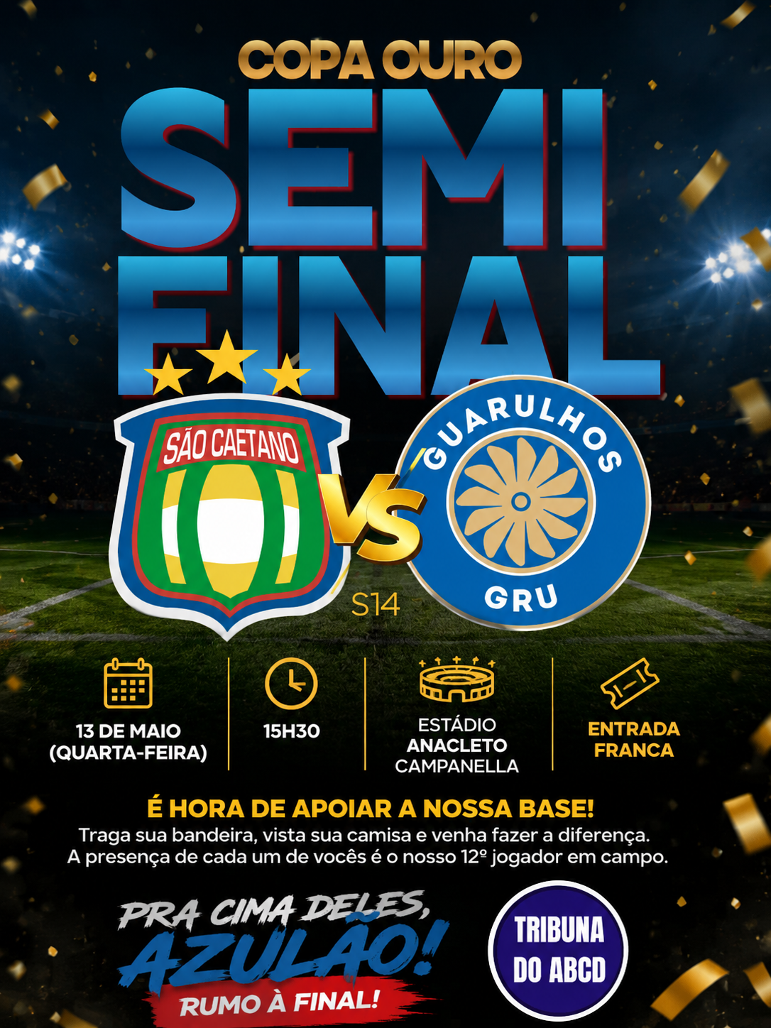 Azulão decide vaga na final da Copa Ouro Sub-14 nesta quarta no Anacleto Campanella
