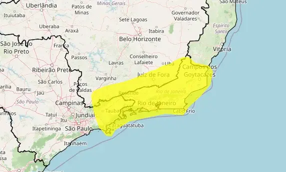 Inmet emite alerta para tempestades em áreas do Sudeste nesta quarta-feira