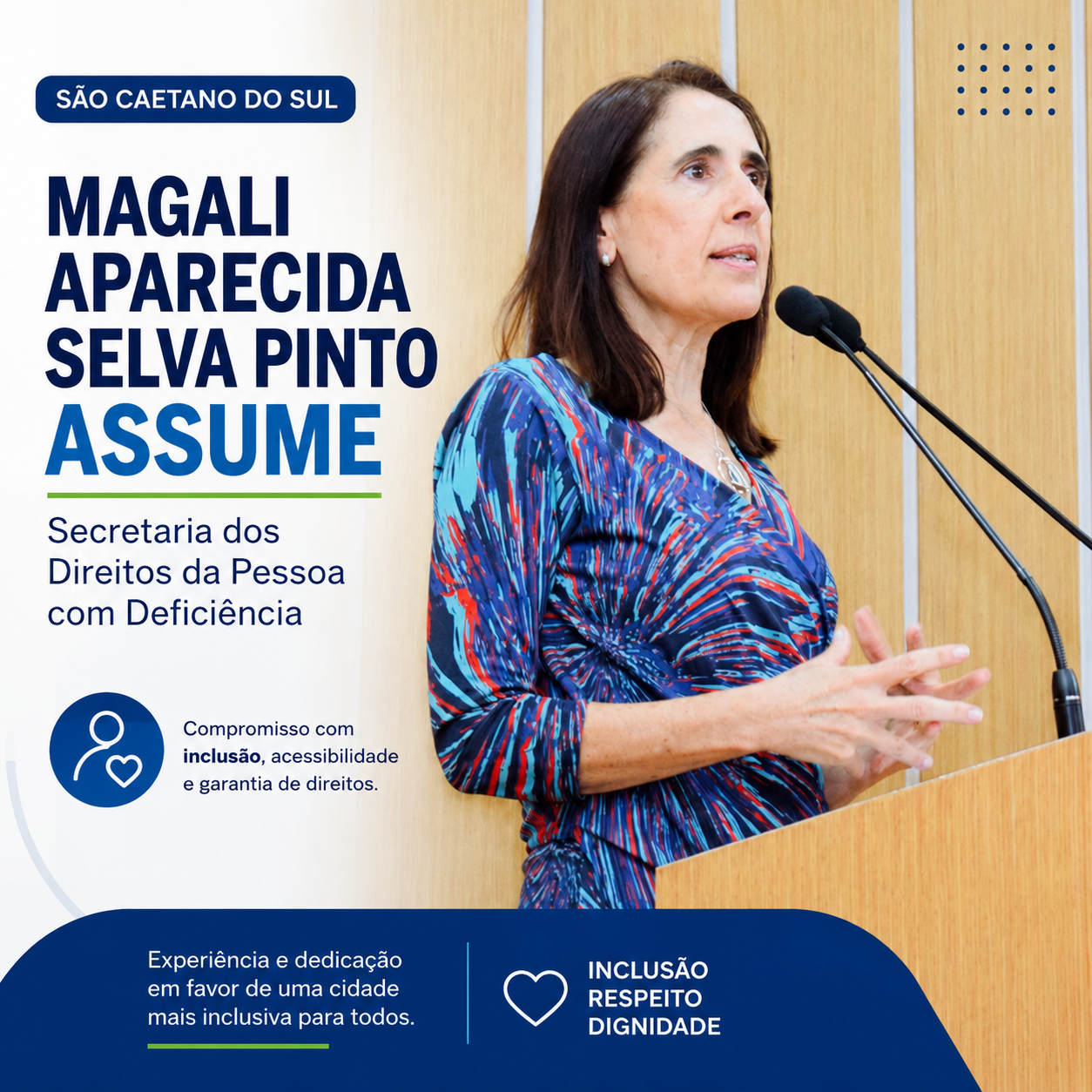 MAGALI APARECIDA SELVA PINTO ASSUME SECRETARIA DOS DIREITOS DA PESSOA COM DEFICIÊNCIA EM SÃO CAETANO