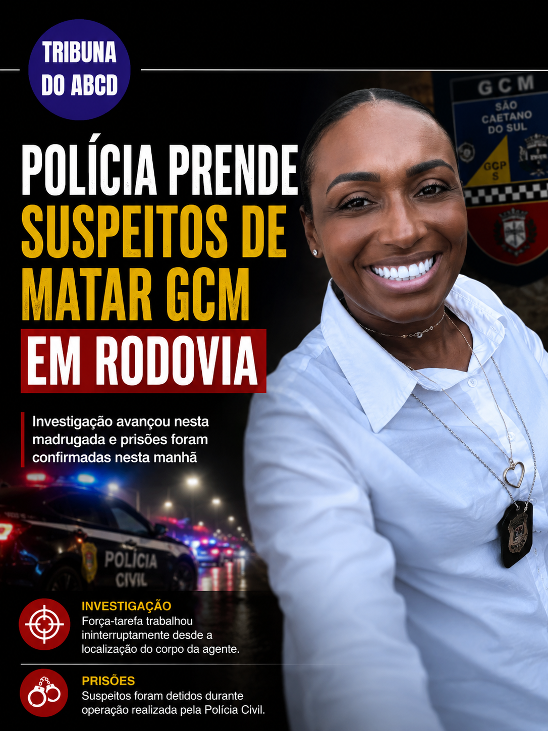 POLÍCIA CIVIL PRENDE SUSPEITOS DE ASSASSINATO DE GCM EM RODOVIA; INVESTIGAÇÃO AVANÇOU NESTA MADRUGADA