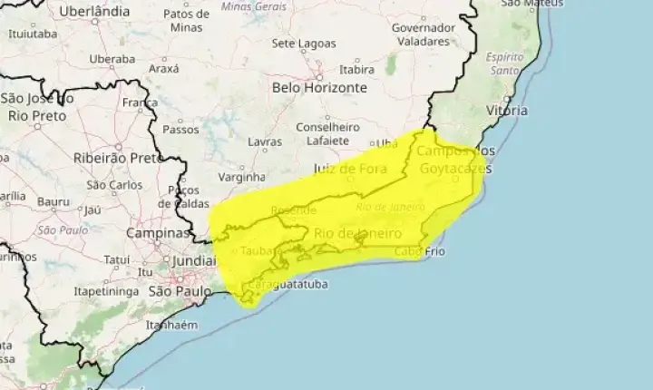Inmet emite alerta para tempestades em áreas do Sudeste nesta quarta-feira