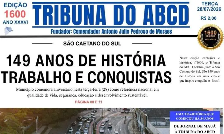 Já está nas bancas a Edição nº 1600 da Tribuna do ABCD