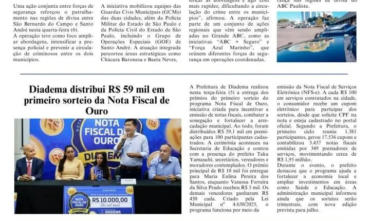 Saiu a Edição 1589 do Jornal Tribuna do ABCD