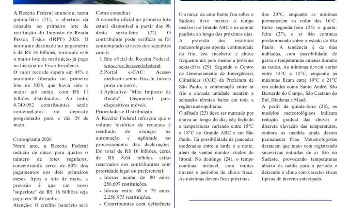 Saiu a Edição 1591 do Jornal Tribuna do ABCD