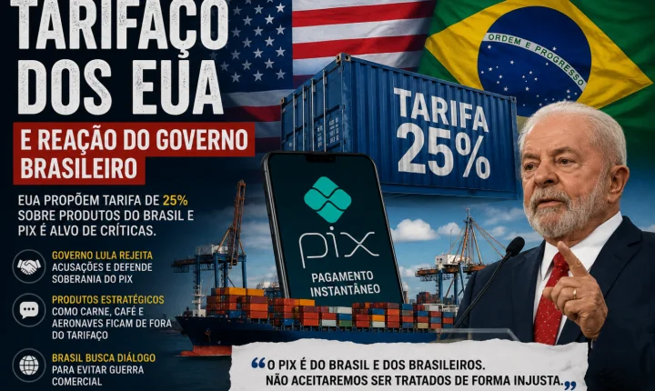 Tarifaço dos EUA amplia tensão comercial e coloca Pix no centro da disputa entre Brasil e Estados Unidos